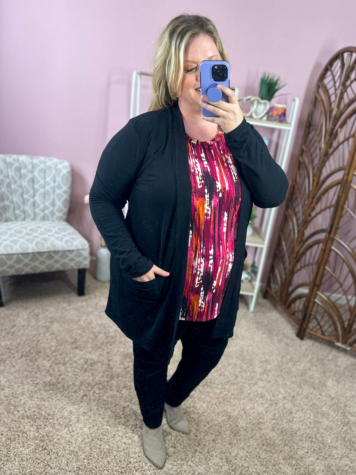 Always Perfect Long Sleeve Pocket Cardigan - Black