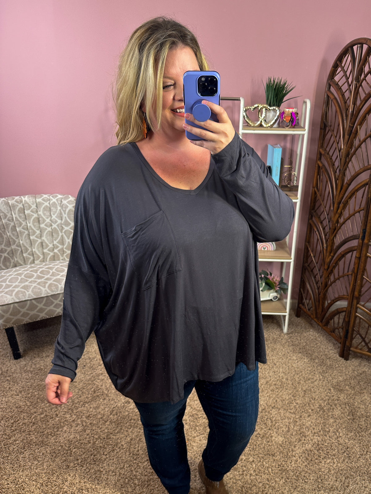 Comforts of Fall Slouchy Top - Ash