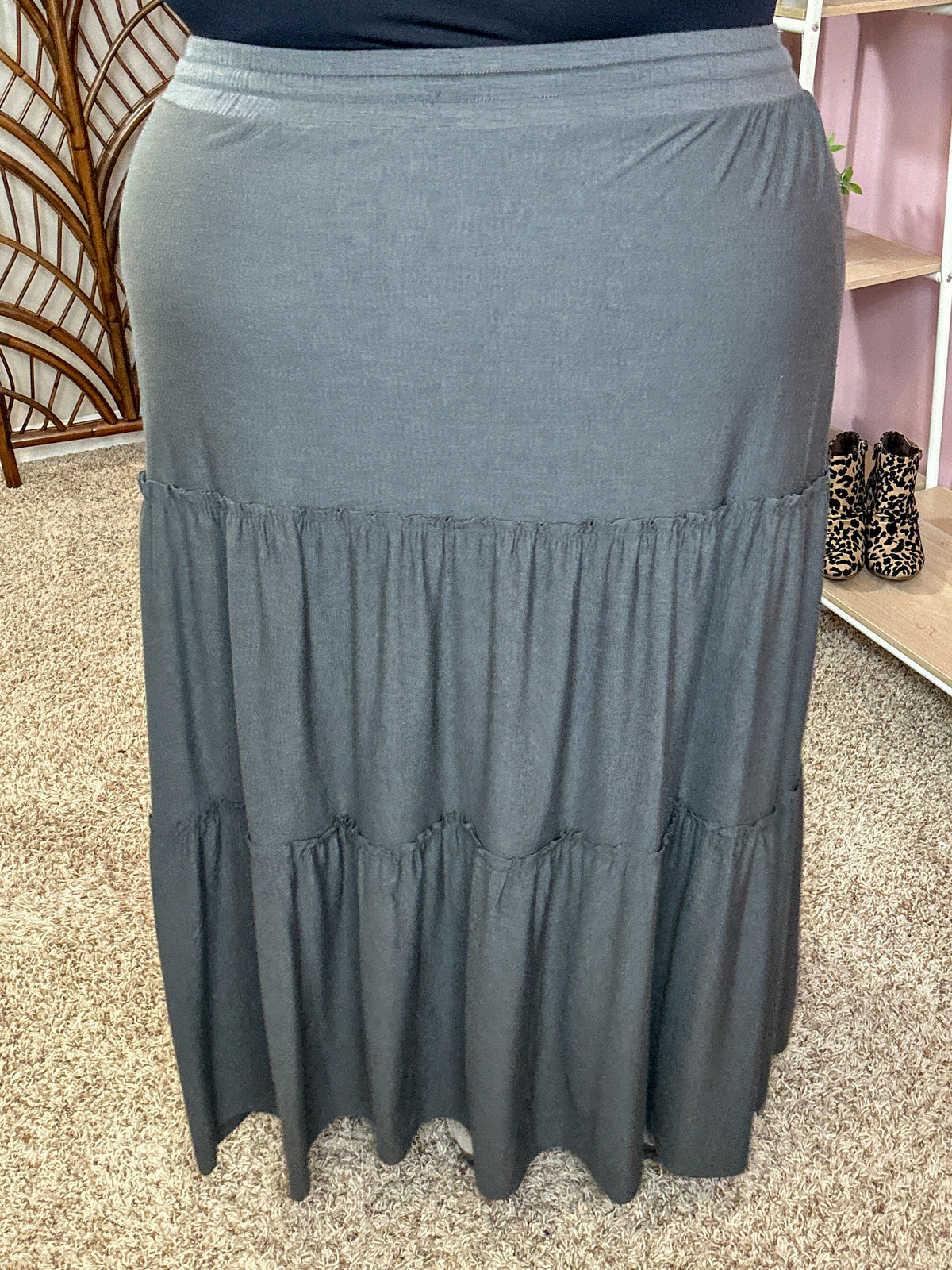 Around the Town Tiered Maxi Skirt - Gray