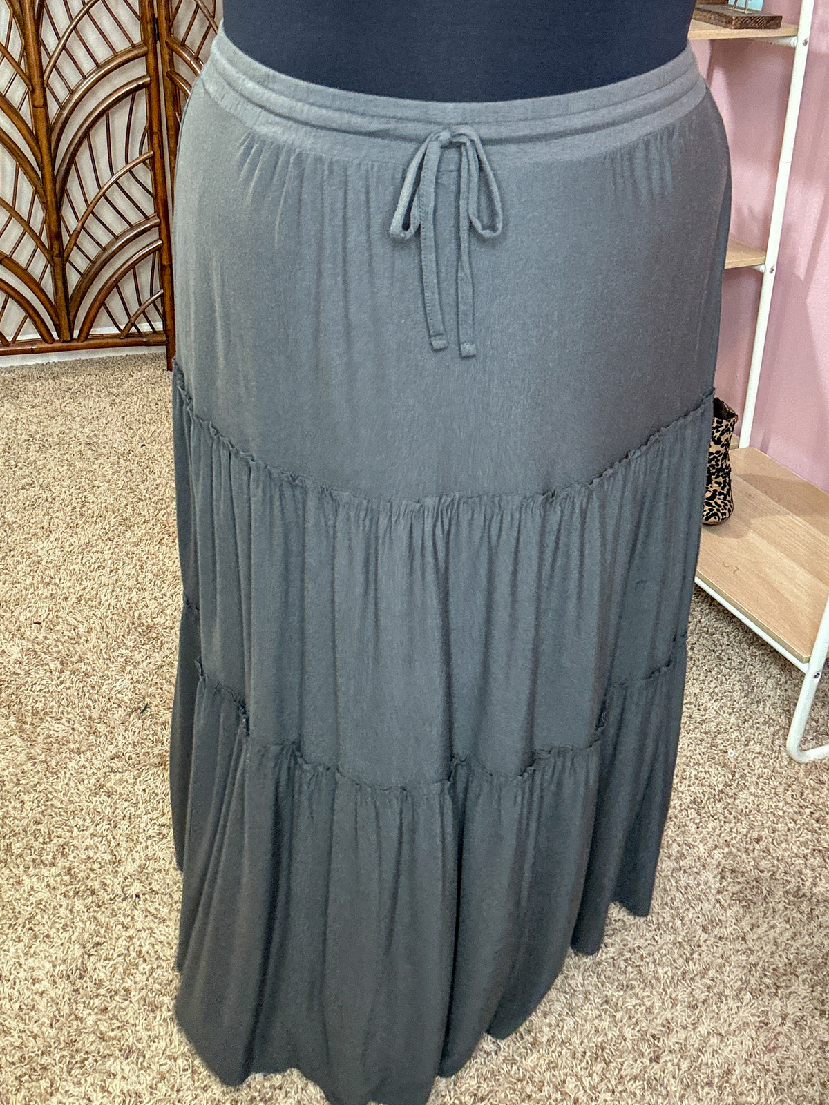 Around the Town Tiered Maxi Skirt - Gray