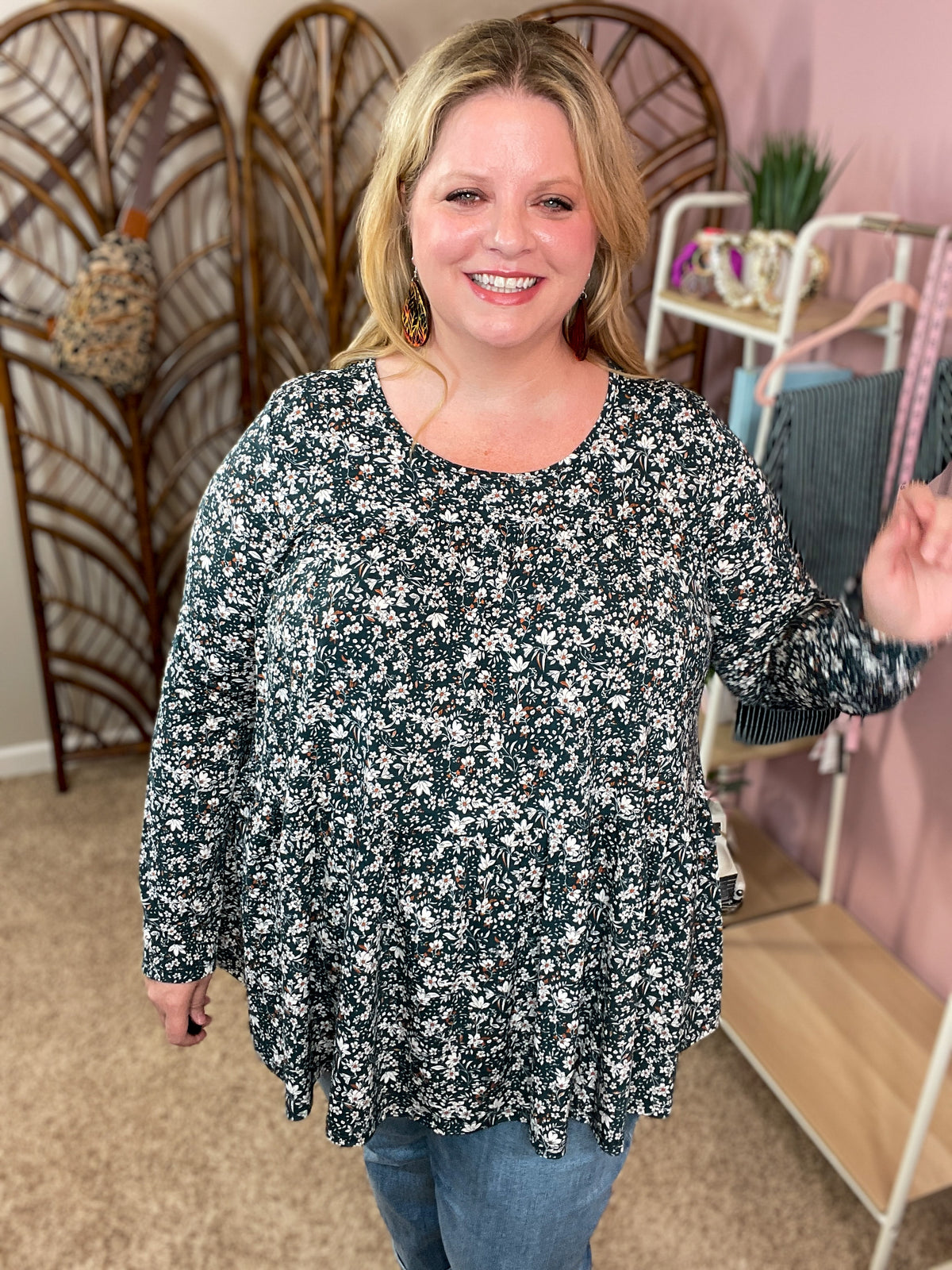 Truth Matters Flowy Tiered Top - Hunter - Restocked!