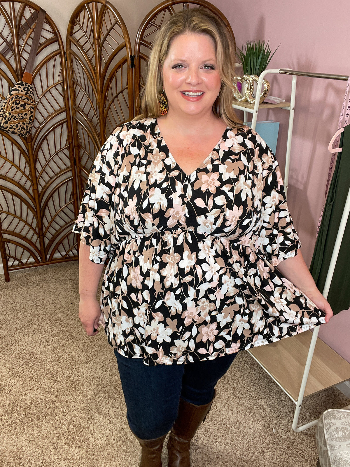 Be a Dreamer Dolman Peplum Top - Black Hills Gold