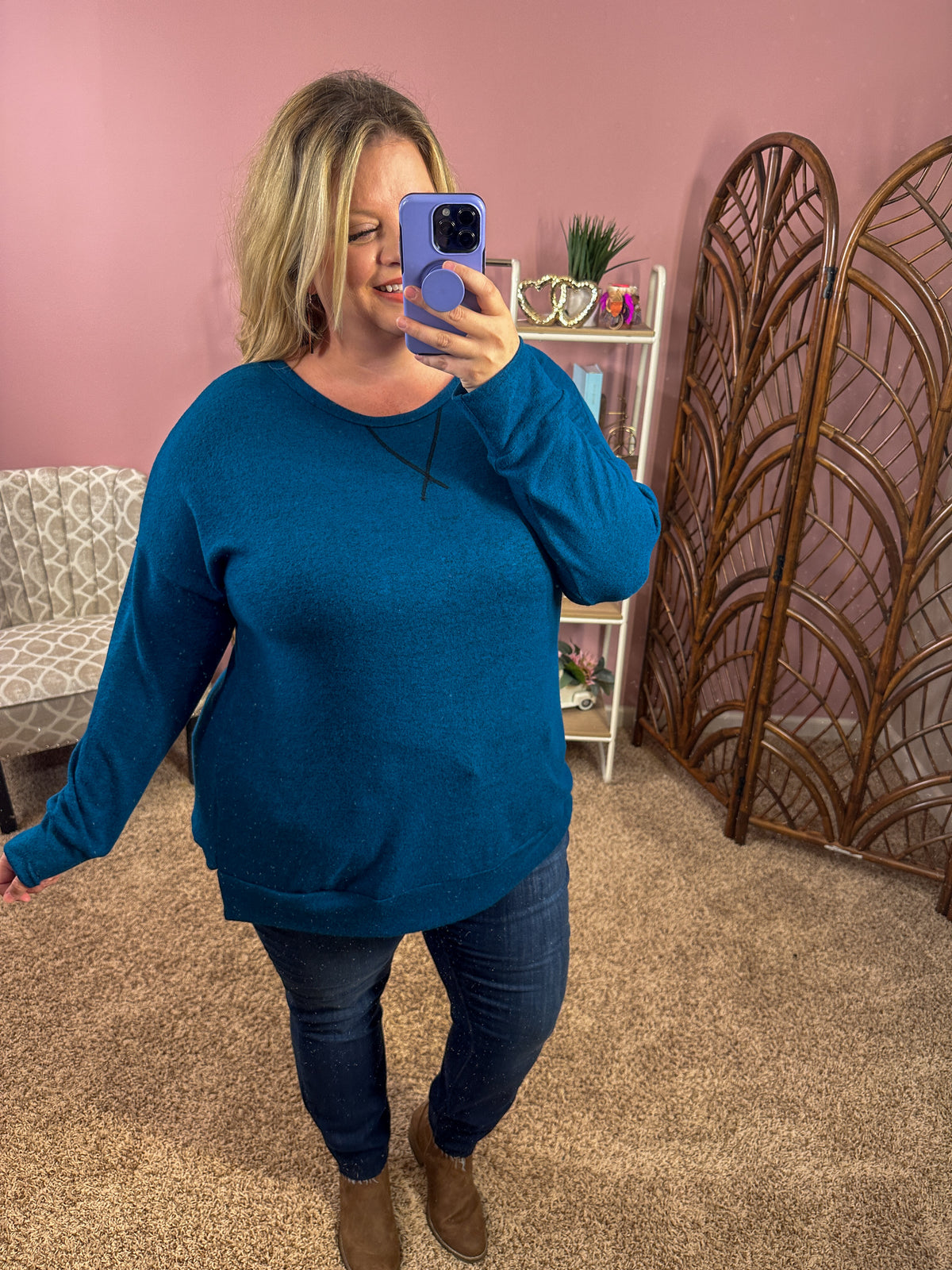 Take Me to the Weekend Pullover - Teal