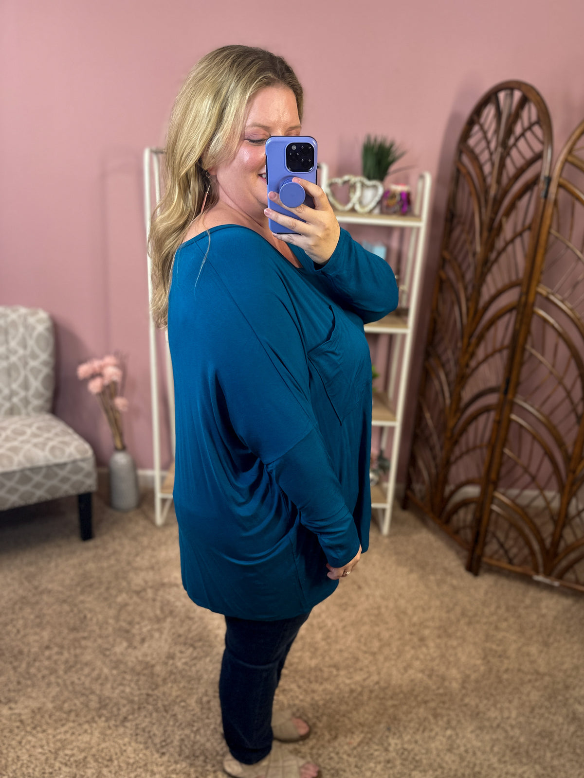 Comforts of Fall Slouchy Top - Teal