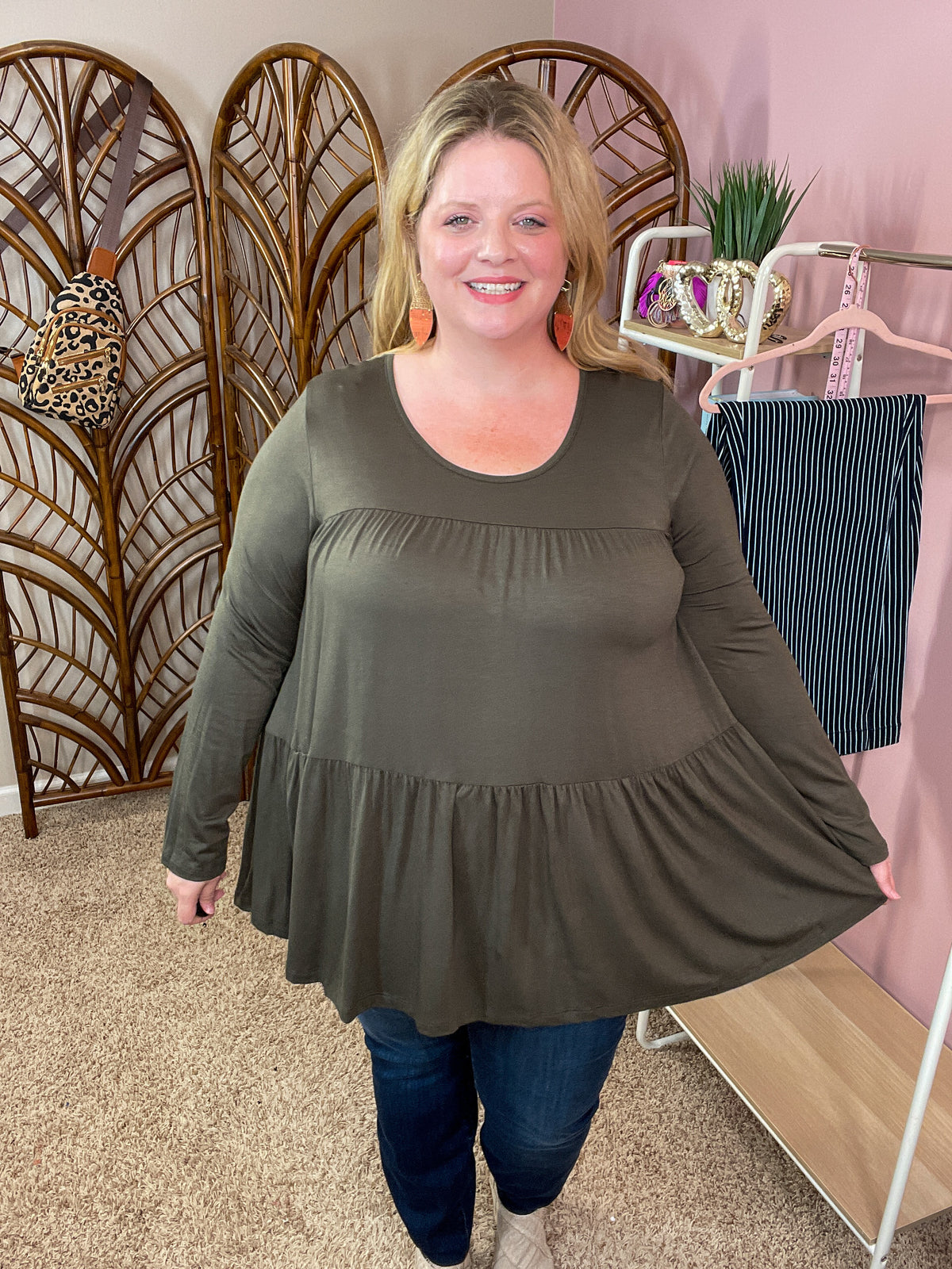 Ways of the World Loose Peplum Top - Olive