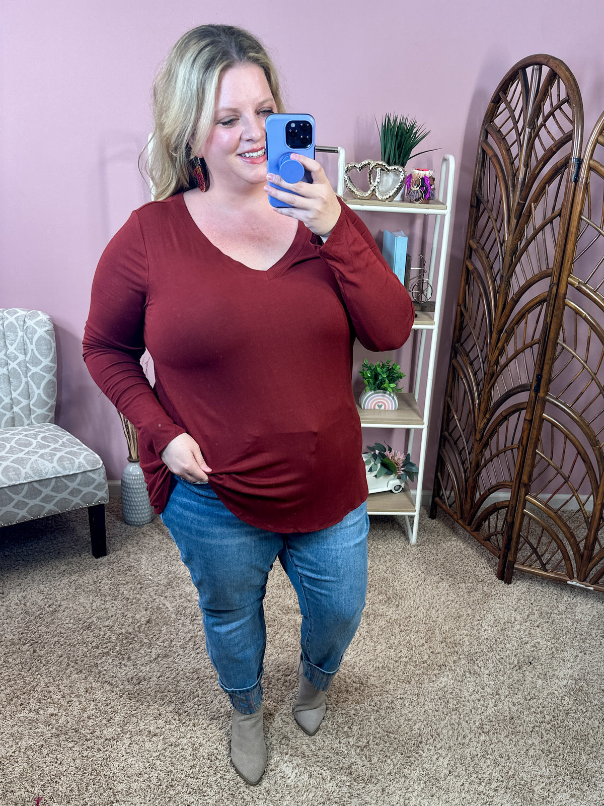 Best Days V-Neck Long Sleeve Layering w/Rounded Hem