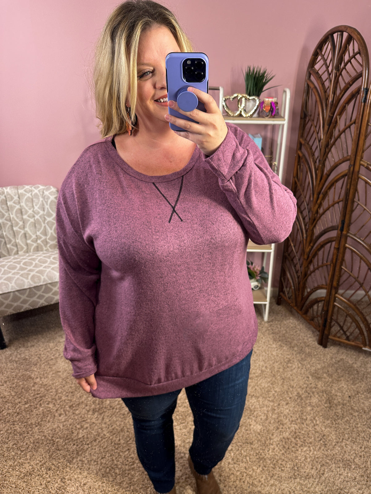 Take Me to the Weekend Pullover - Eggplant