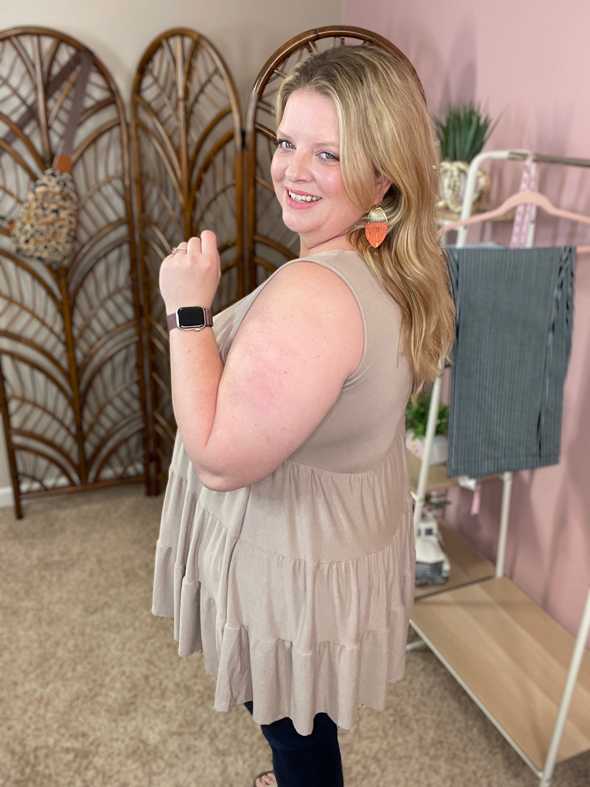 Just a Thought Tiered Tank - Ash Mocha