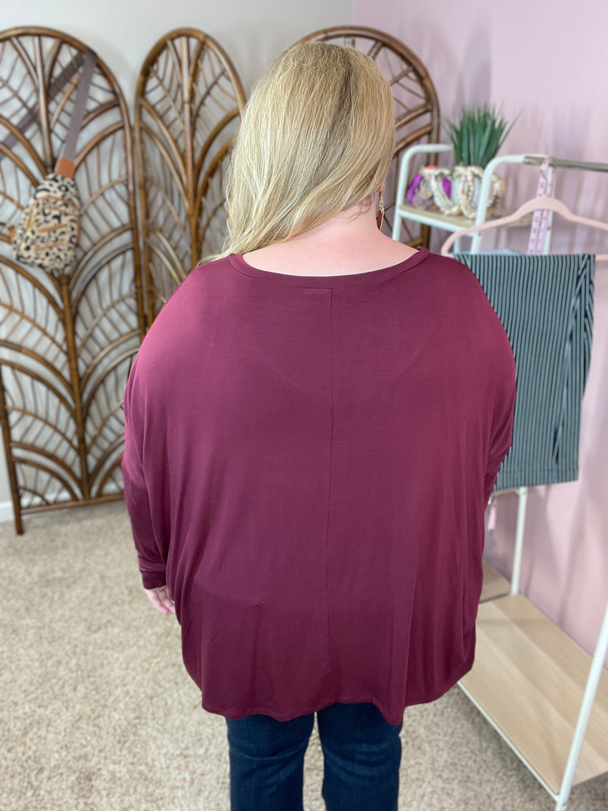 Comforts of Fall Slouchy Top - Burgundy