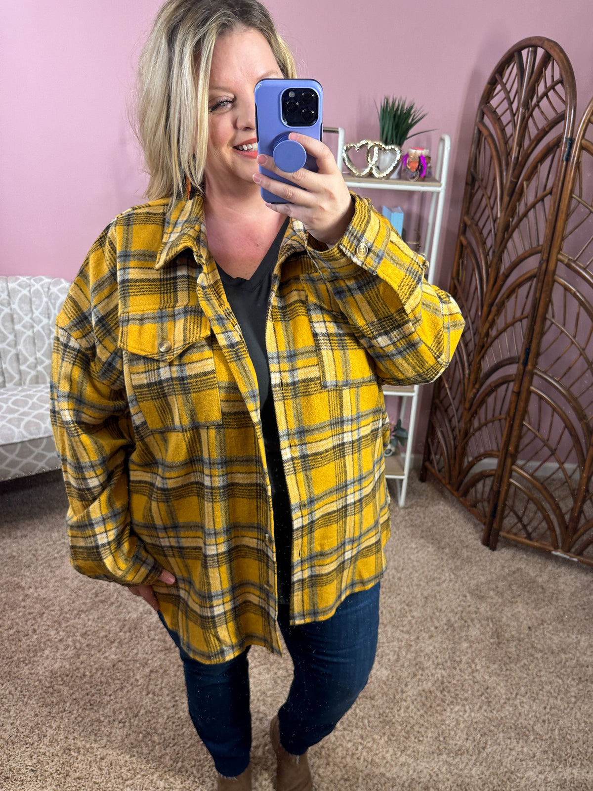 Outdoor Adventure Plaid Shacket - Butterscotch Flannel