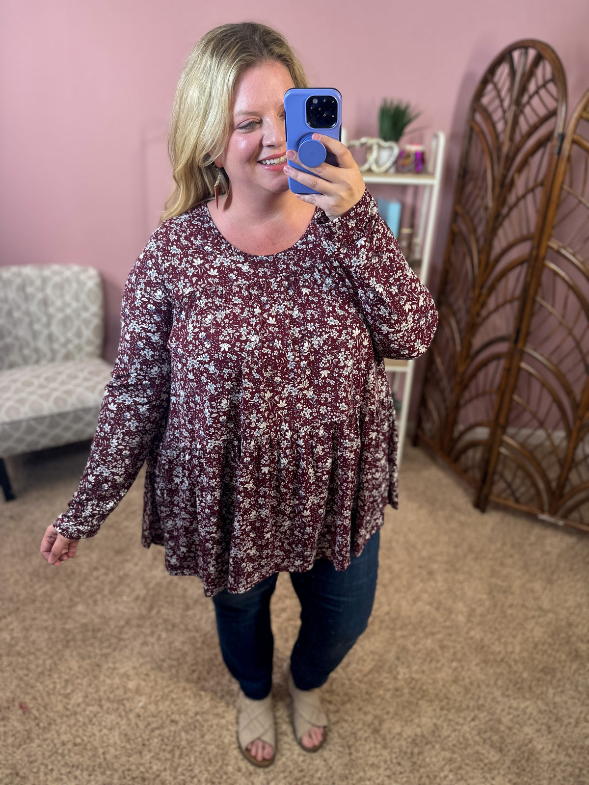 Truth Matters Flowy Tiered Top - Burgundy - Restocked!