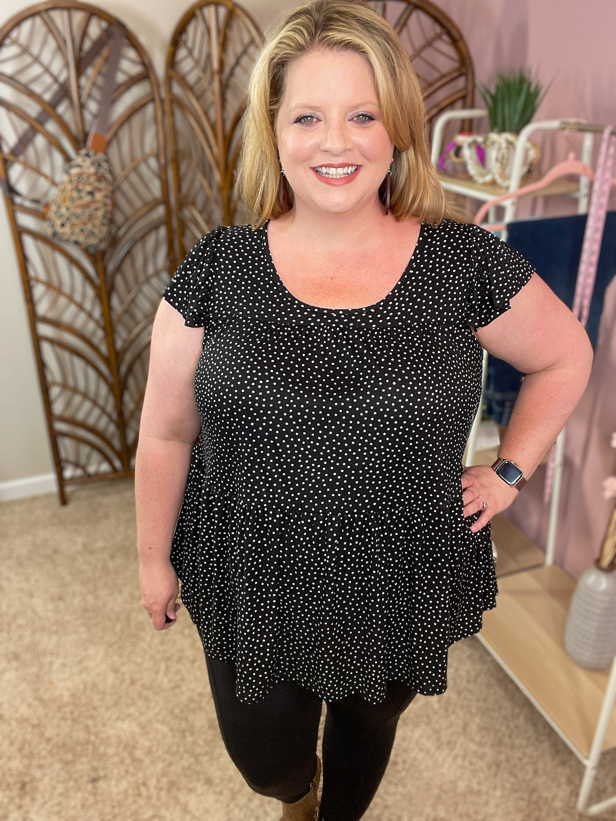 Spot Me Here Peplum Top - Black