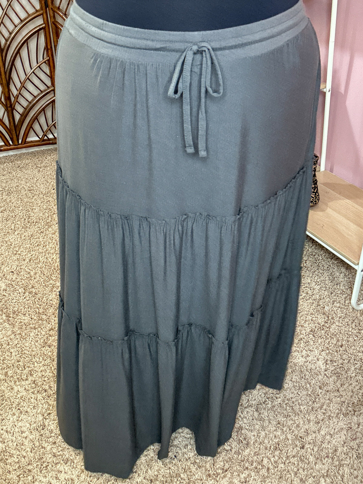 Around the Town Tiered Maxi Skirt - Gray