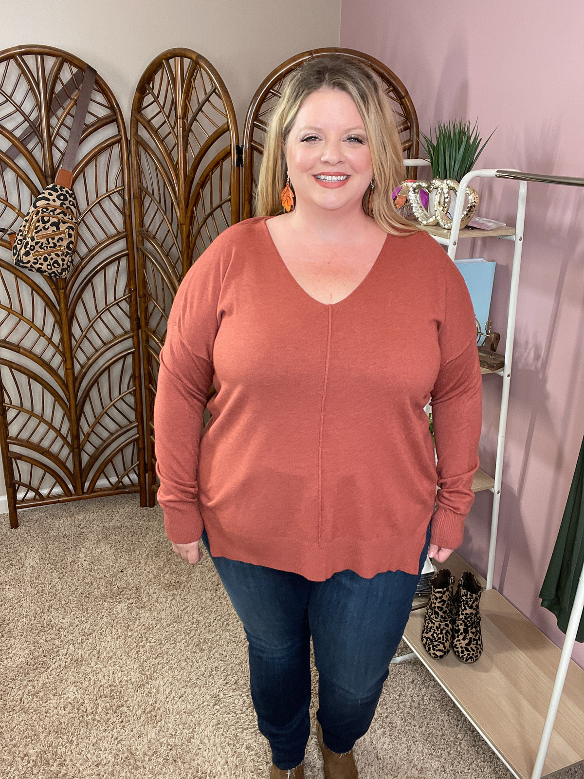 Seams Like It Pullover - Rusty Rose