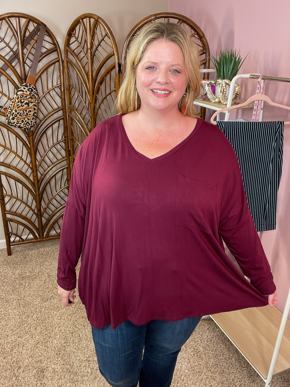 Comforts of Fall Slouchy Top - Burgundy