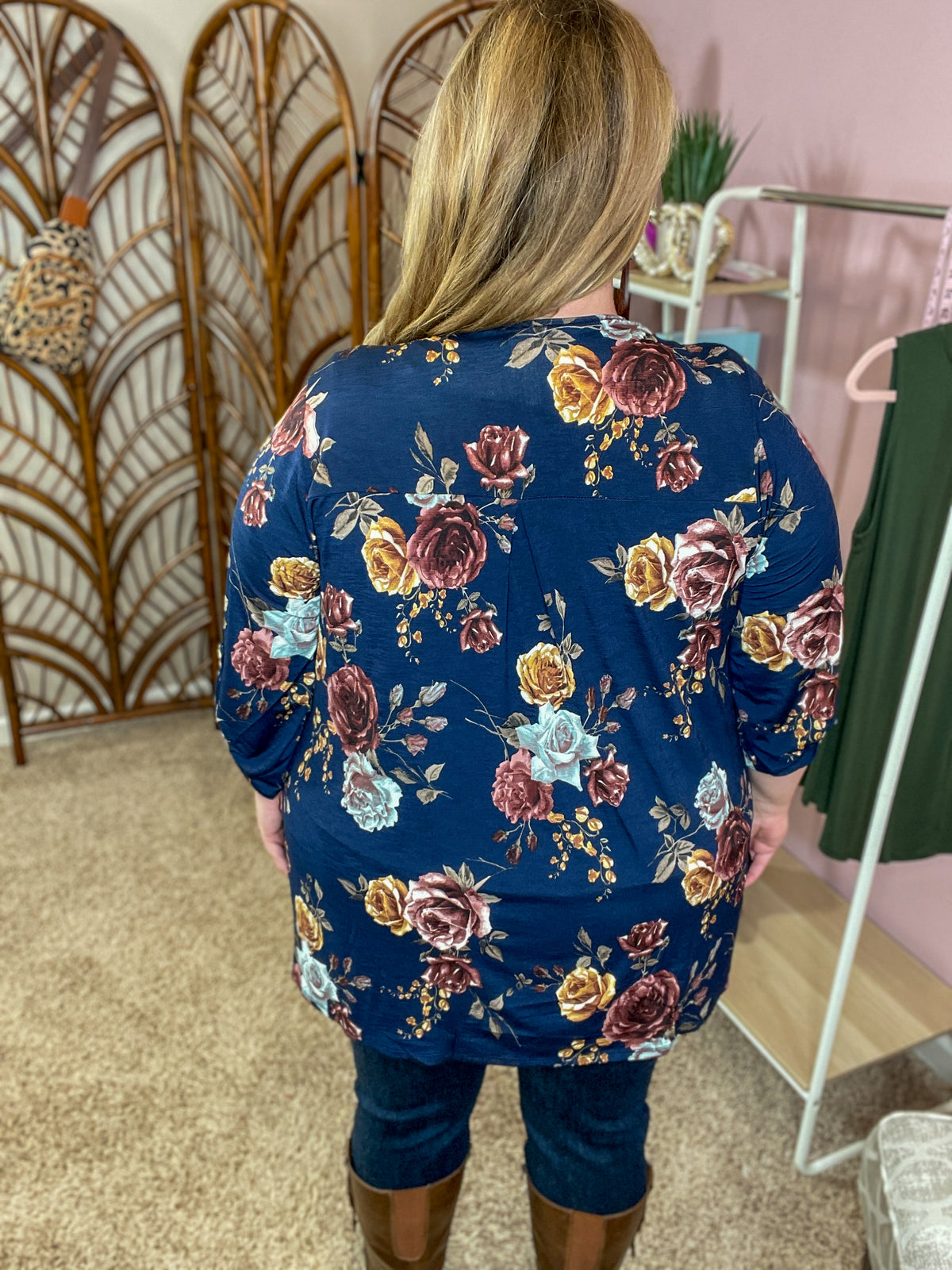 Take the Lead Cardigan - Navy Floral