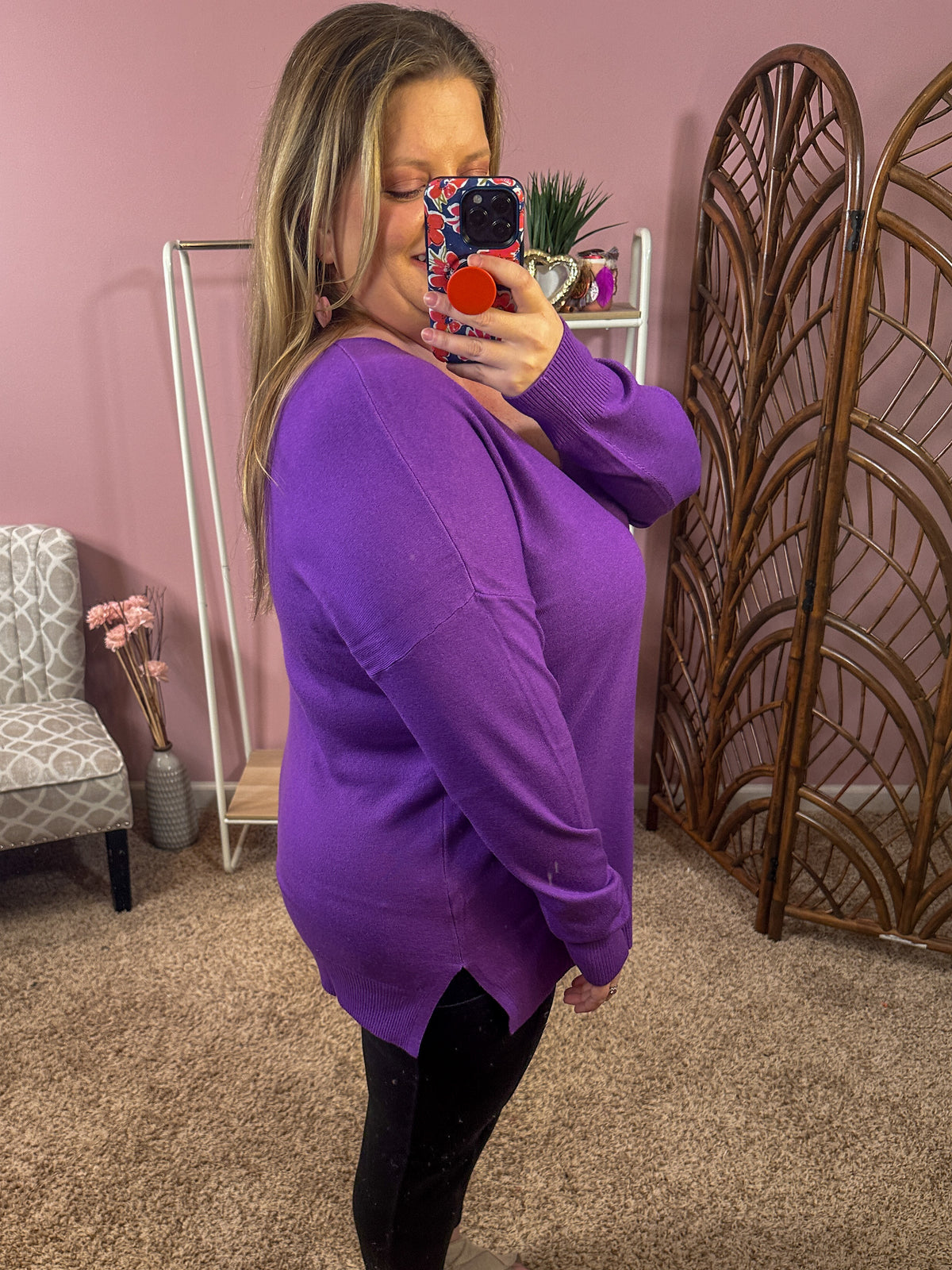 Just a Whisper Raw Seam Sweater - Purple