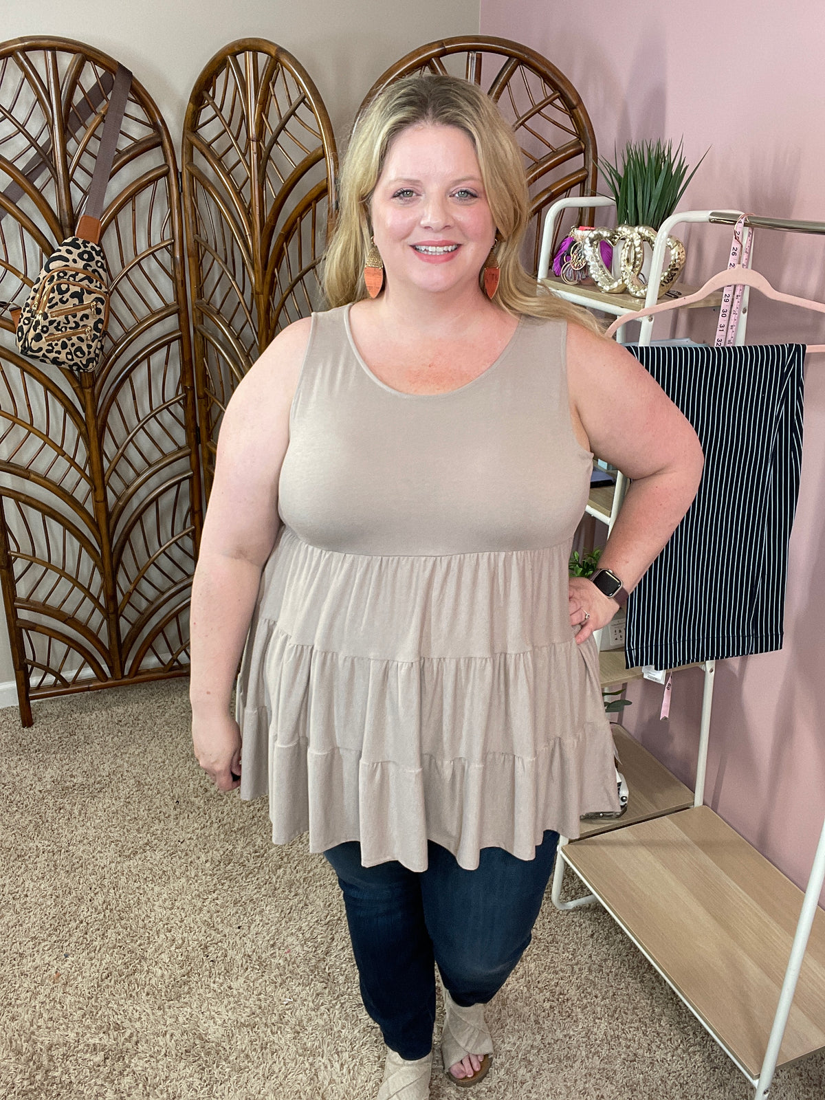 Just a Thought Tiered Tank - Ash Mocha