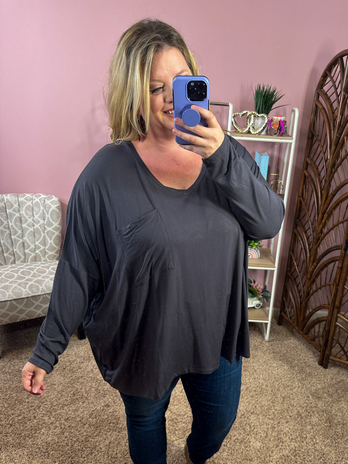 Comforts of Fall Slouchy Top - Ash