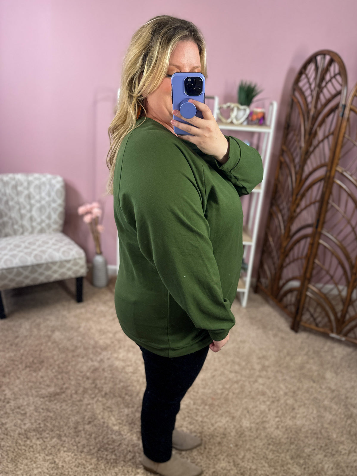 Sleepy Saturdays Basic Pullover - Army Green