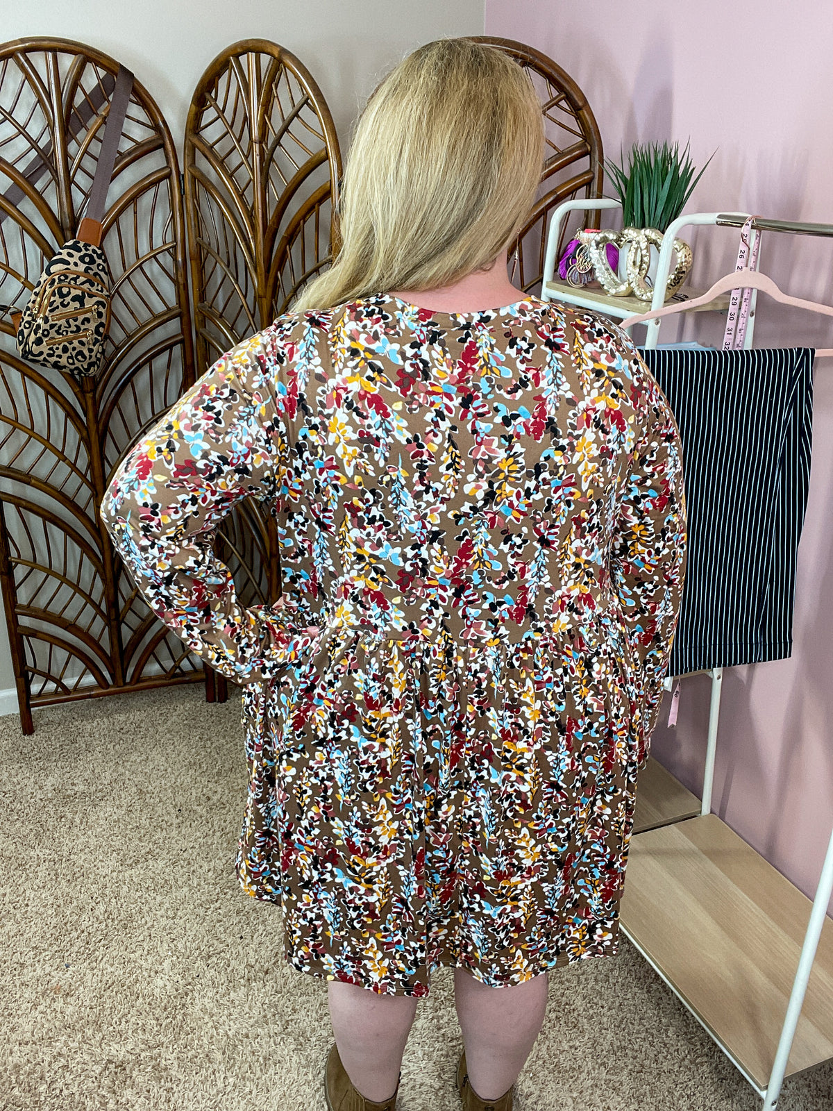 Branching Out Babydoll Dress - Mocha
