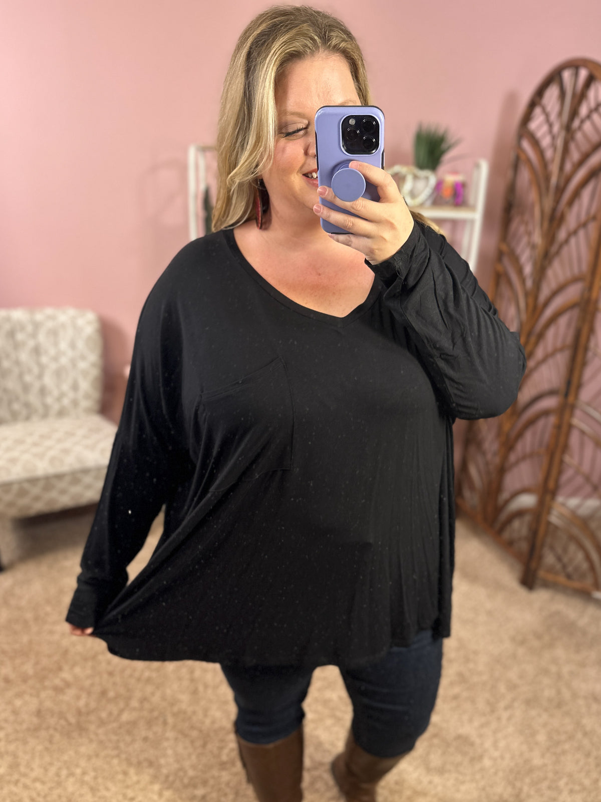 Comforts of Fall Slouchy Top - Black