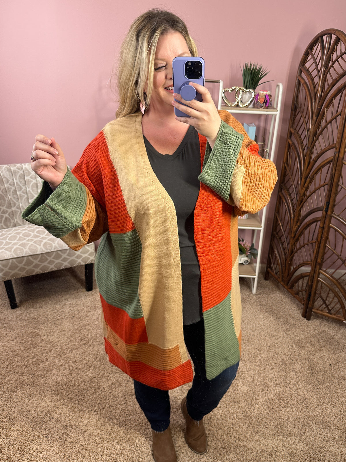 Blocked Out Fall Cardigan - Neutral Fall
