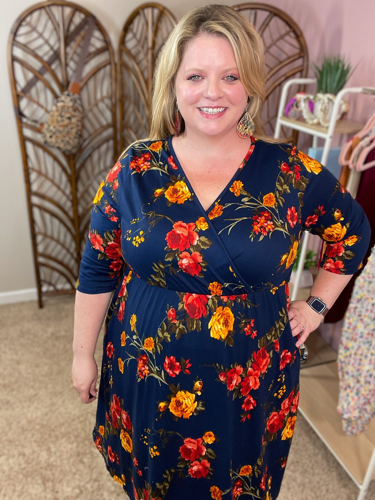 Endless Opportunities Faux Wrap Dress - Navy