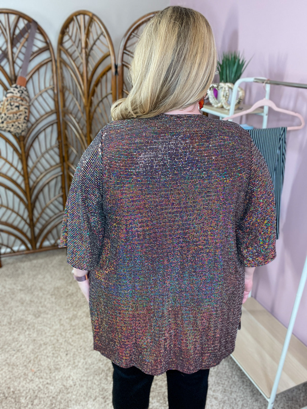 Catching the Light Sequin Cardigan - Black/Pink Mix
