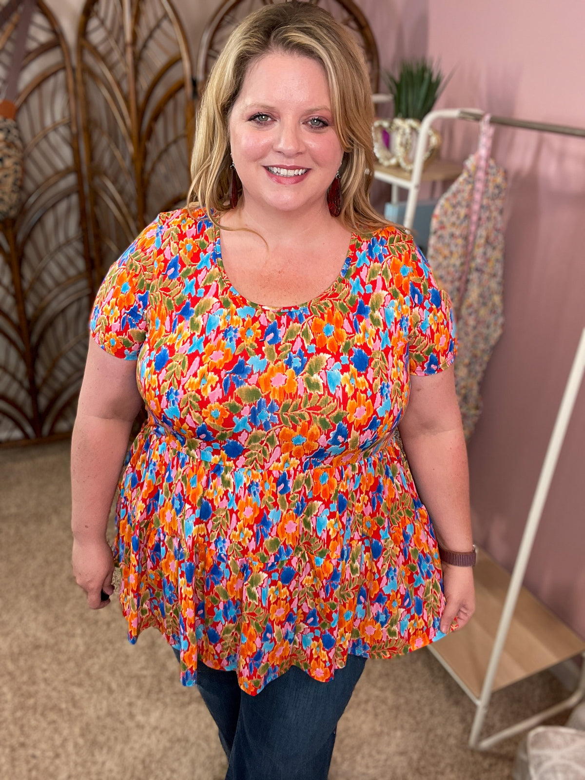 Happy Endings Babydoll Top - Dark Red