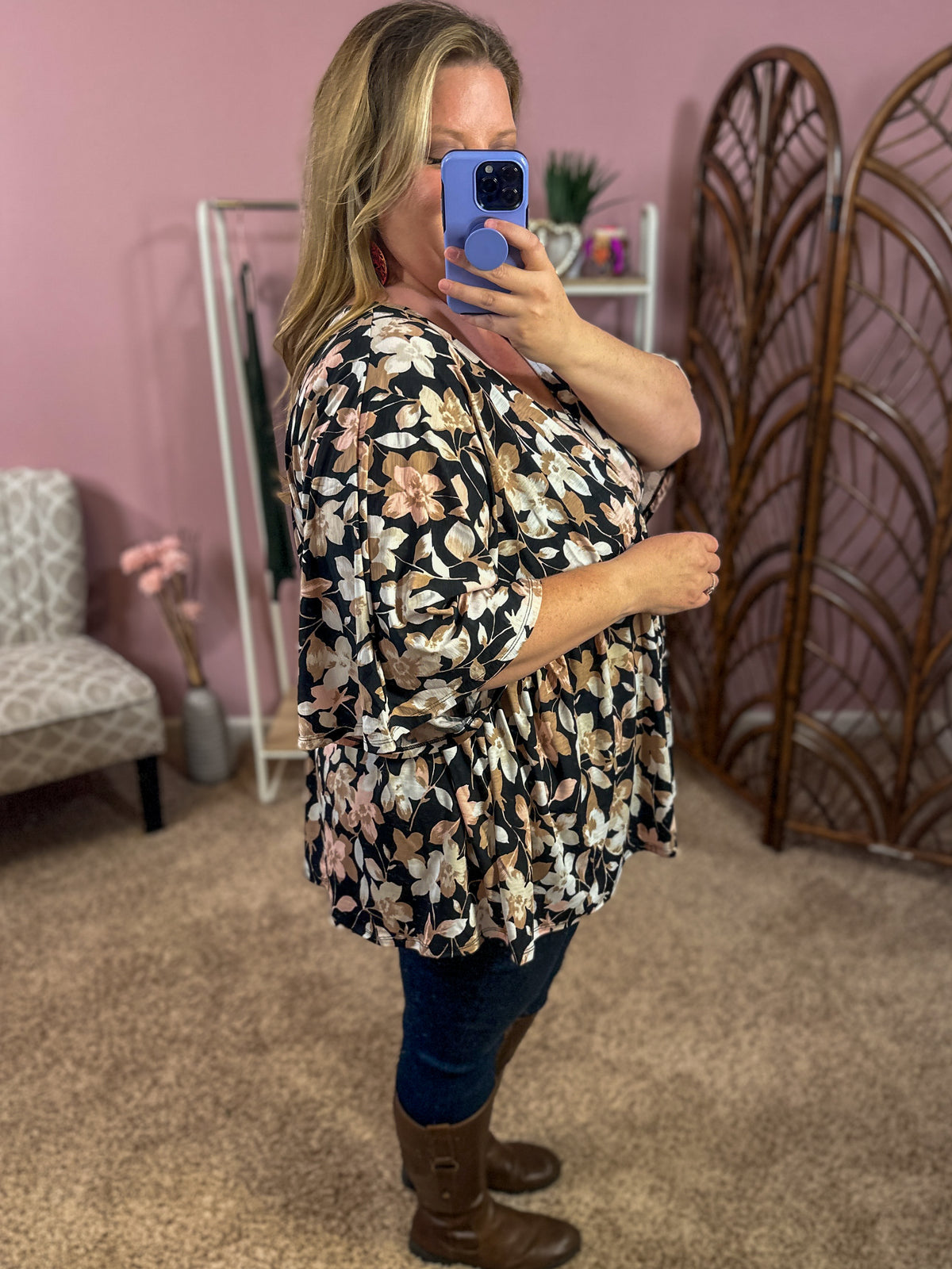 Be a Dreamer Dolman Peplum Top - Black Hills Gold