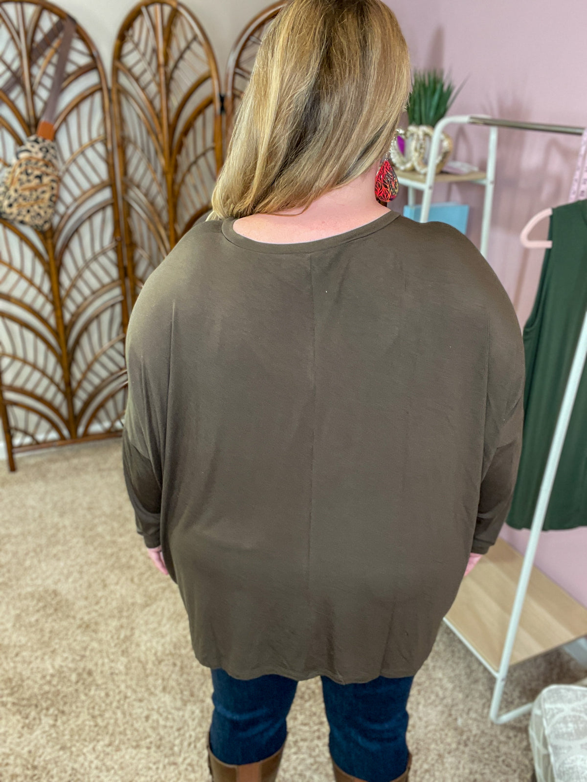 Comforts of Fall Slouchy Top - Dark Olive