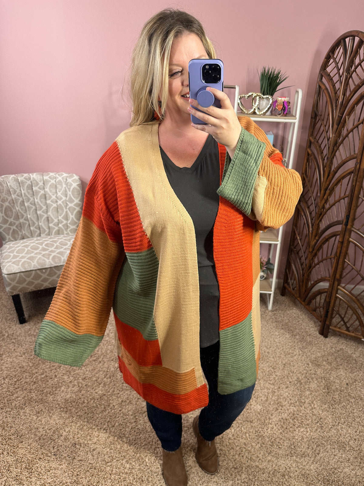 Blocked Out Fall Cardigan - Neutral Fall