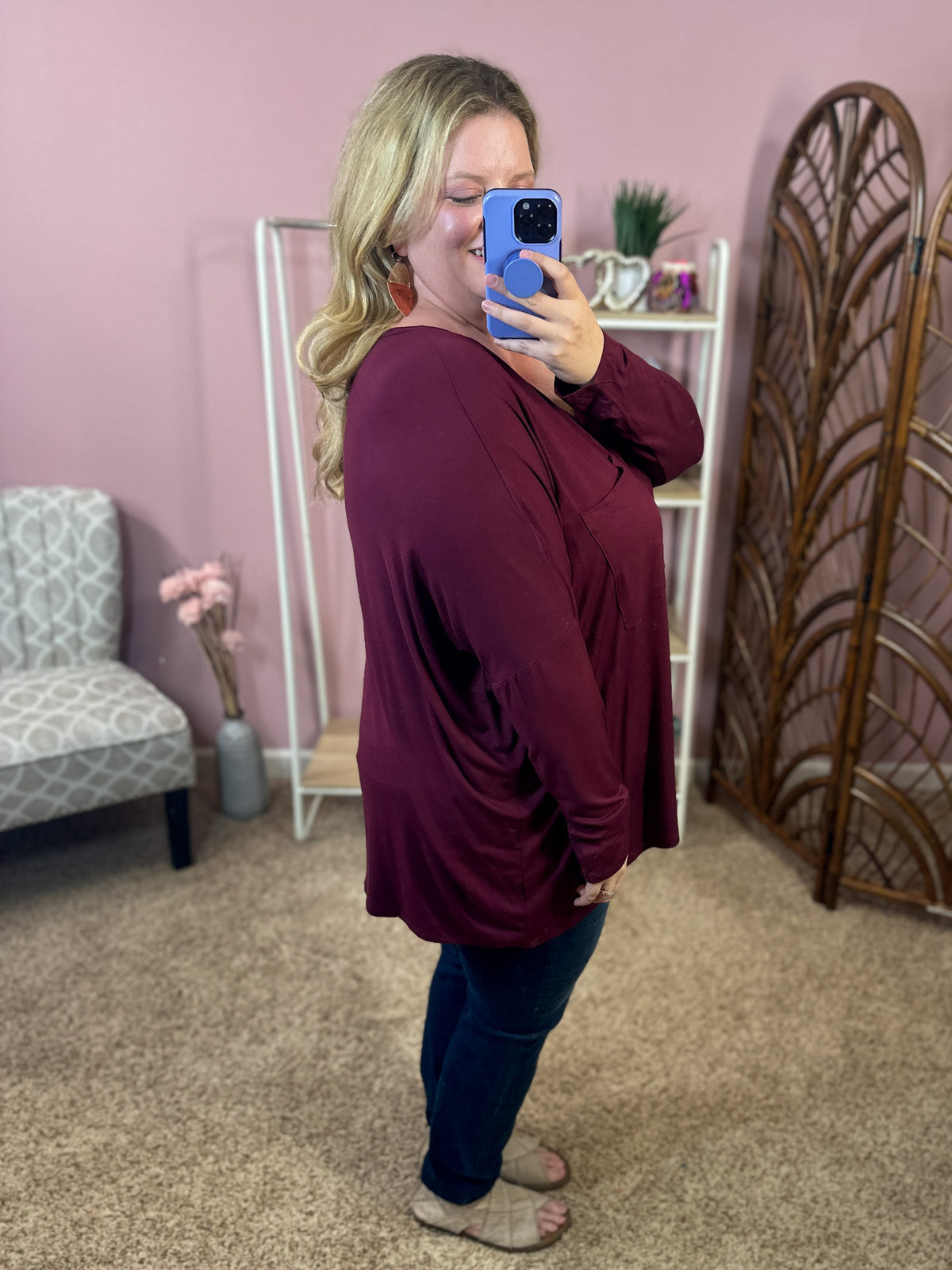 Comforts of Fall Slouchy Top - Burgundy
