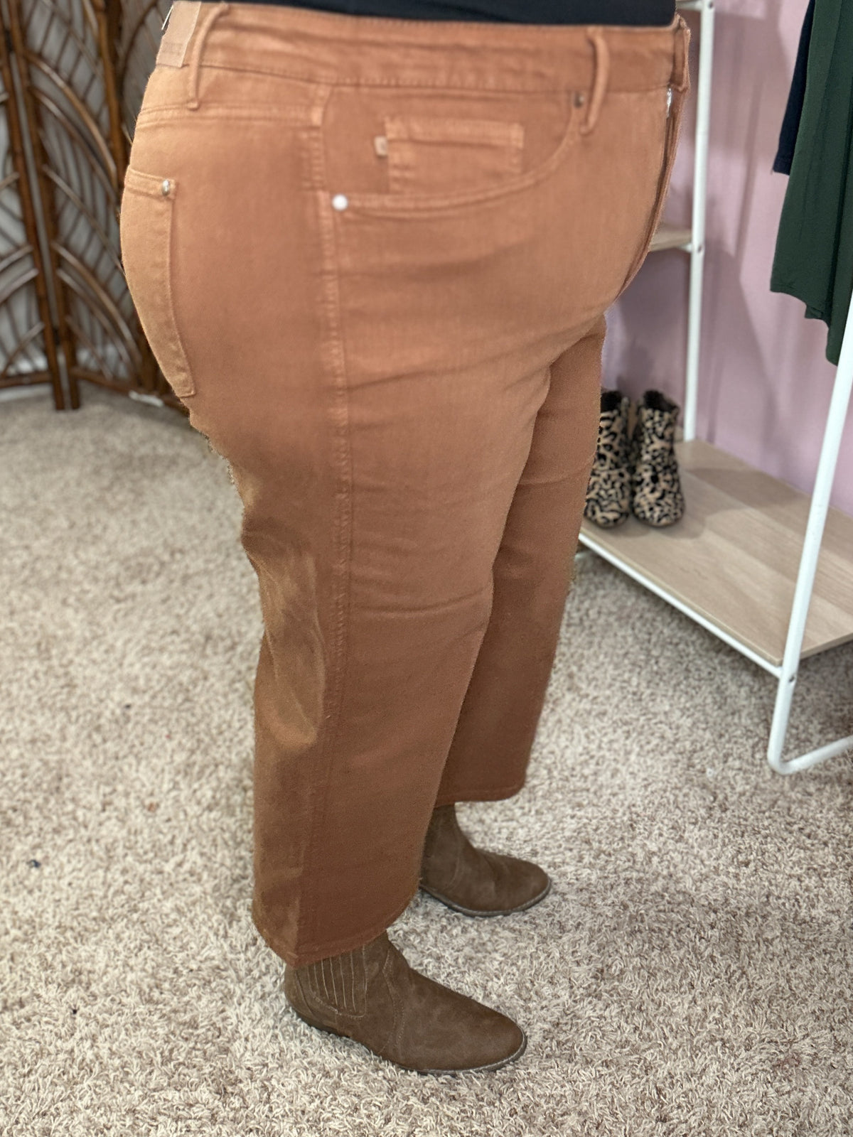 Along for the Ride Tummy Control Cropped Judy Blue Jeans - Camel