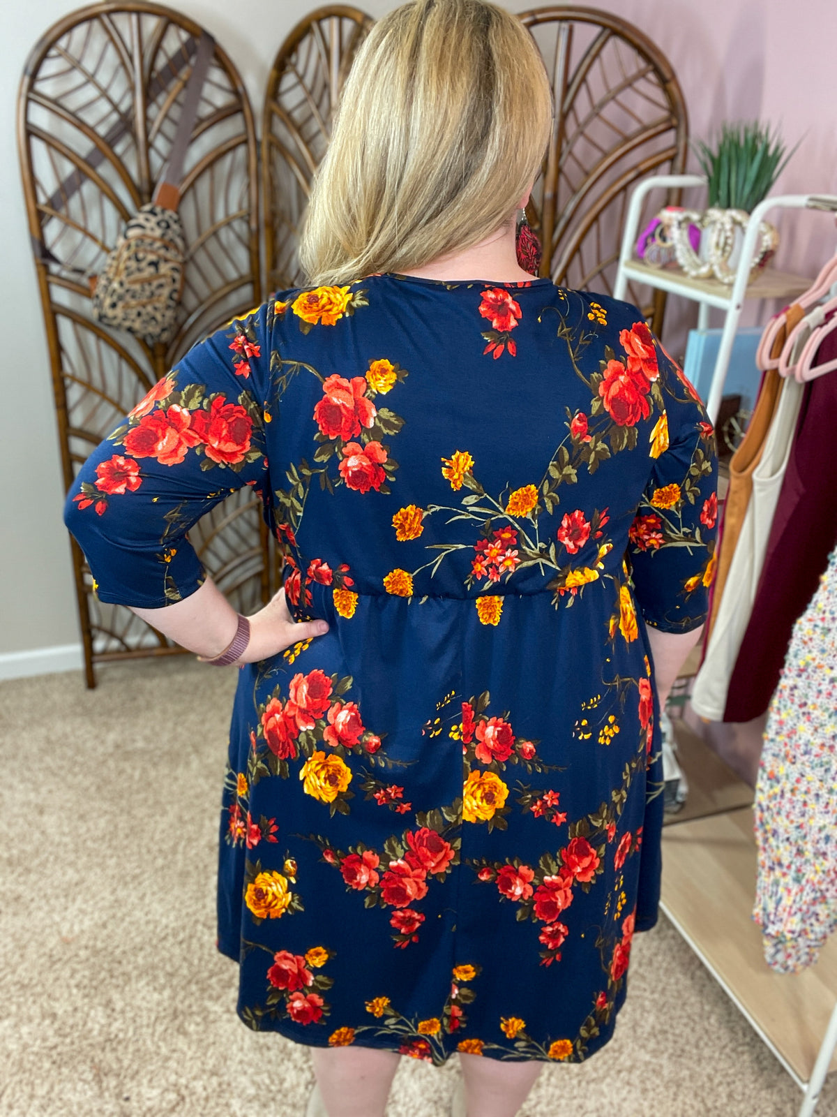 Endless Opportunities Faux Wrap Dress - Navy