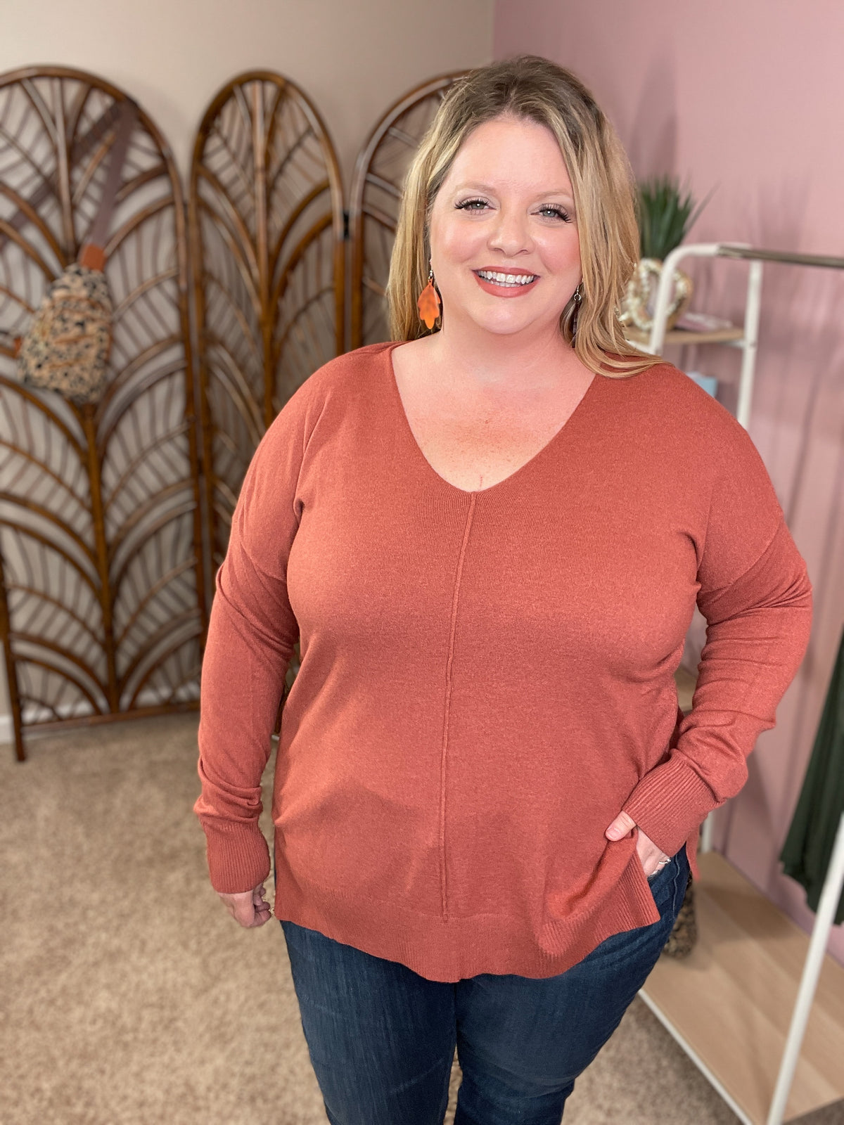 Seams Like It Pullover - Rusty Rose