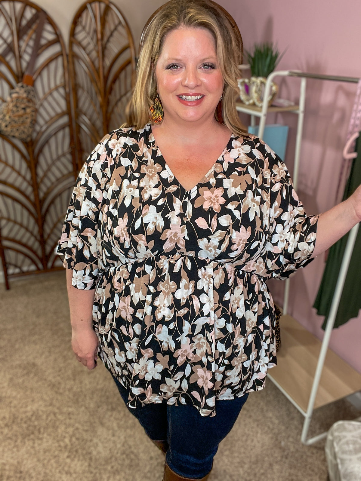 Be a Dreamer Dolman Peplum Top - Black Hills Gold