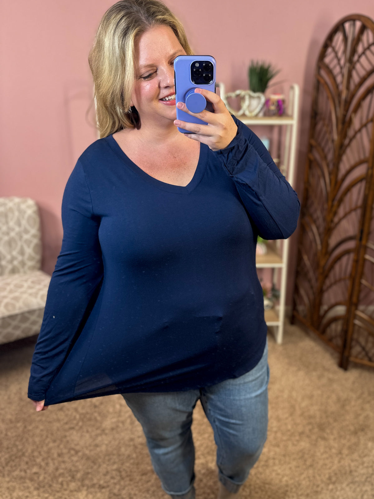 Best Days V-Neck Long Sleeve Layering w/Rounded Hem