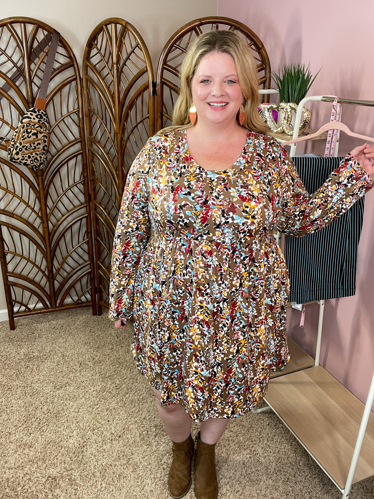 Branching Out Babydoll Dress - Mocha