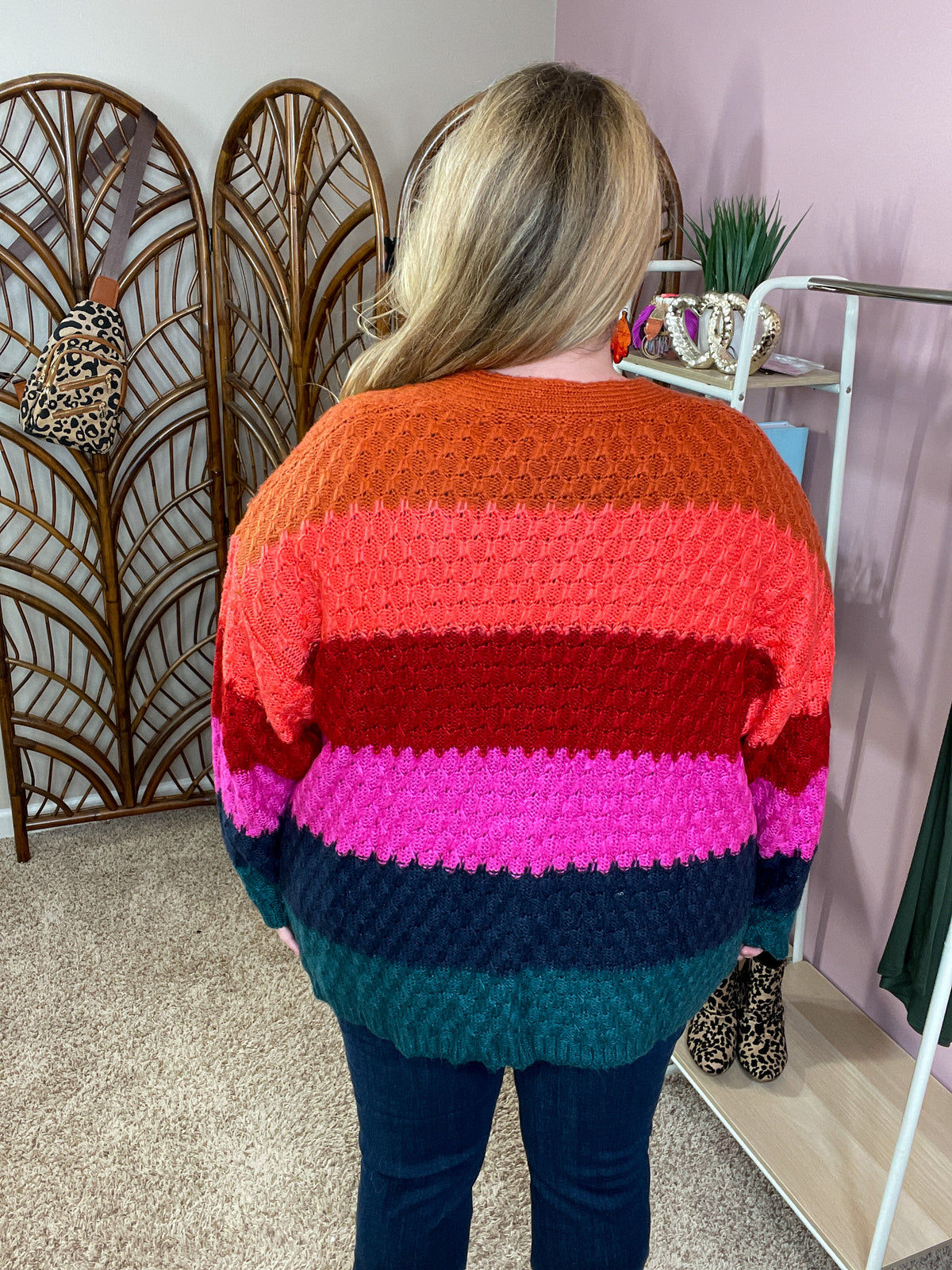 Colorful Joy Honeycomb Knit Cardigan - Colorblock