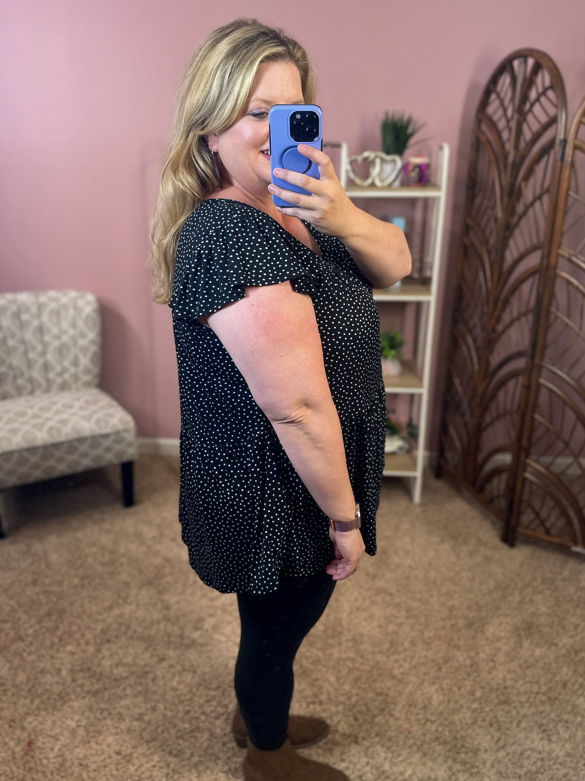 Spot Me Here Peplum Top - Black