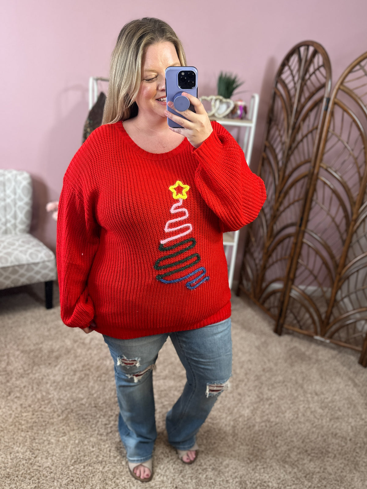 Christmas Tree Sweater - Red