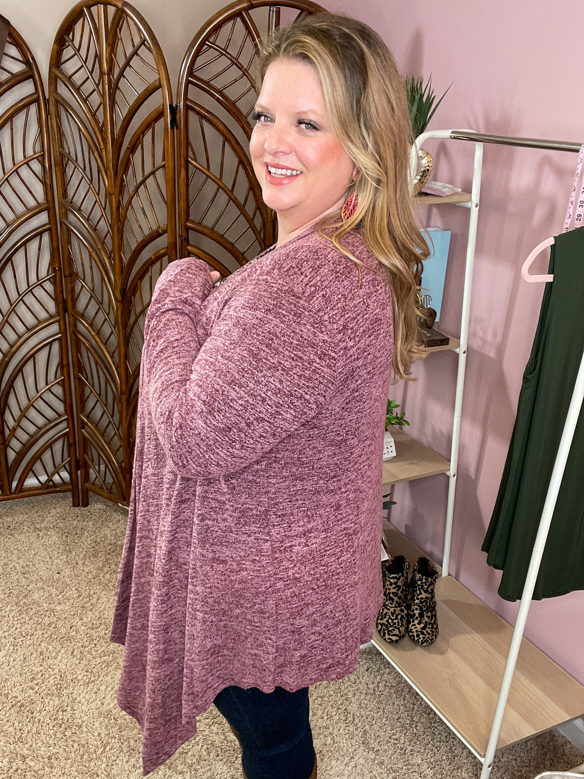 We Were Dancing Knit Cardigan - Muted Maroon