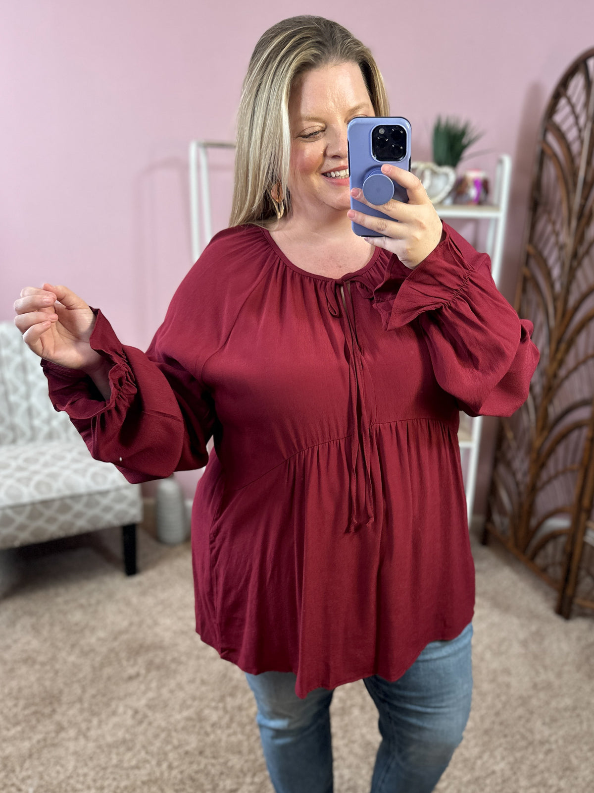 Nothing Last Minute Dropwaist Top - Wine