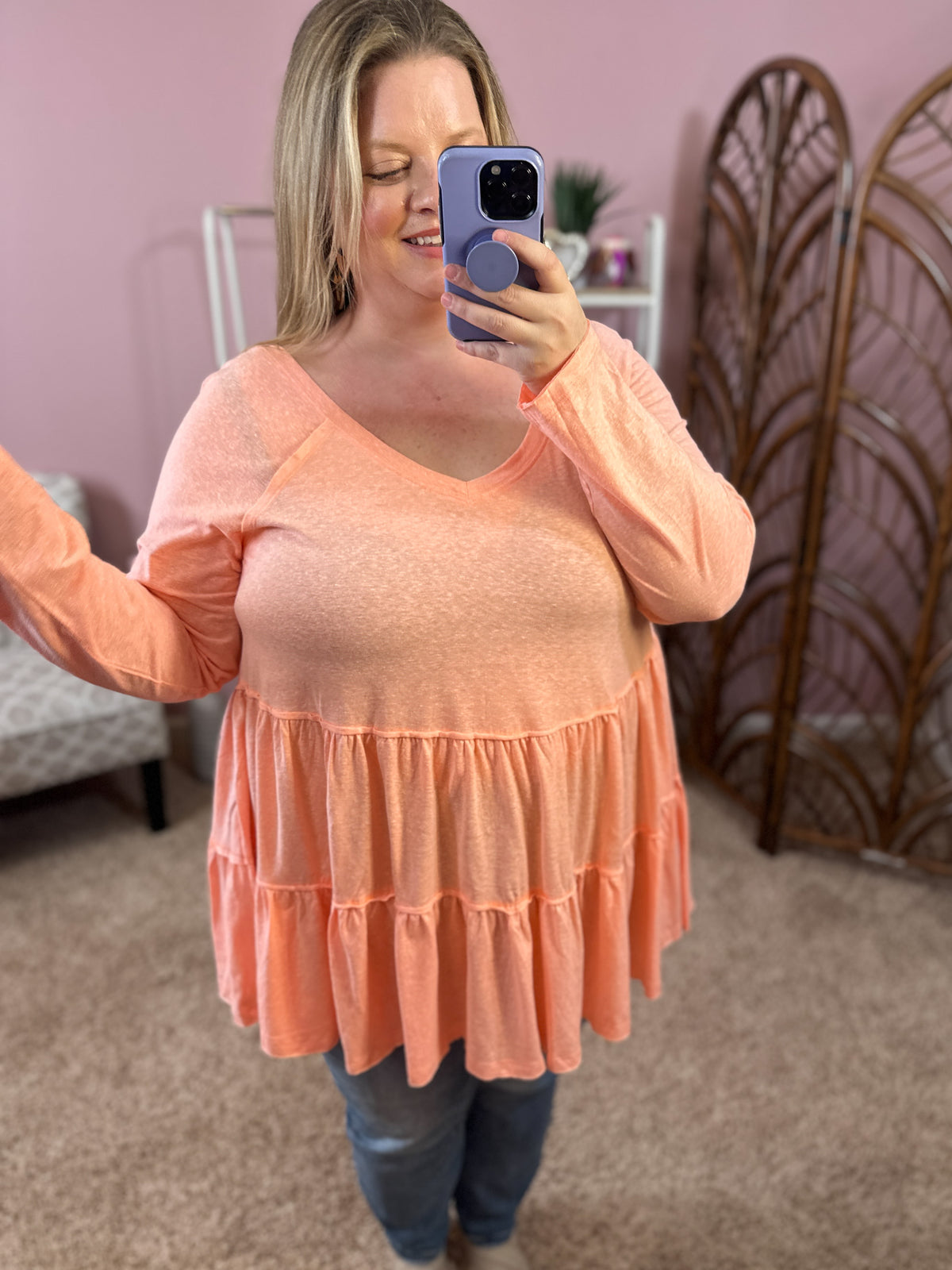 Bright As Day Tiered Top - Peach