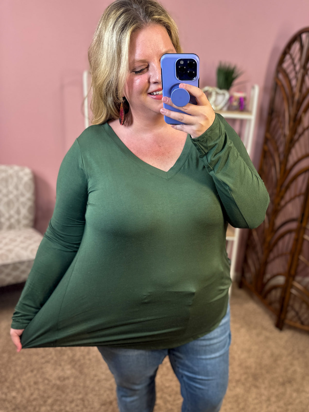 Best Days V-Neck Long Sleeve Layering w/Rounded Hem