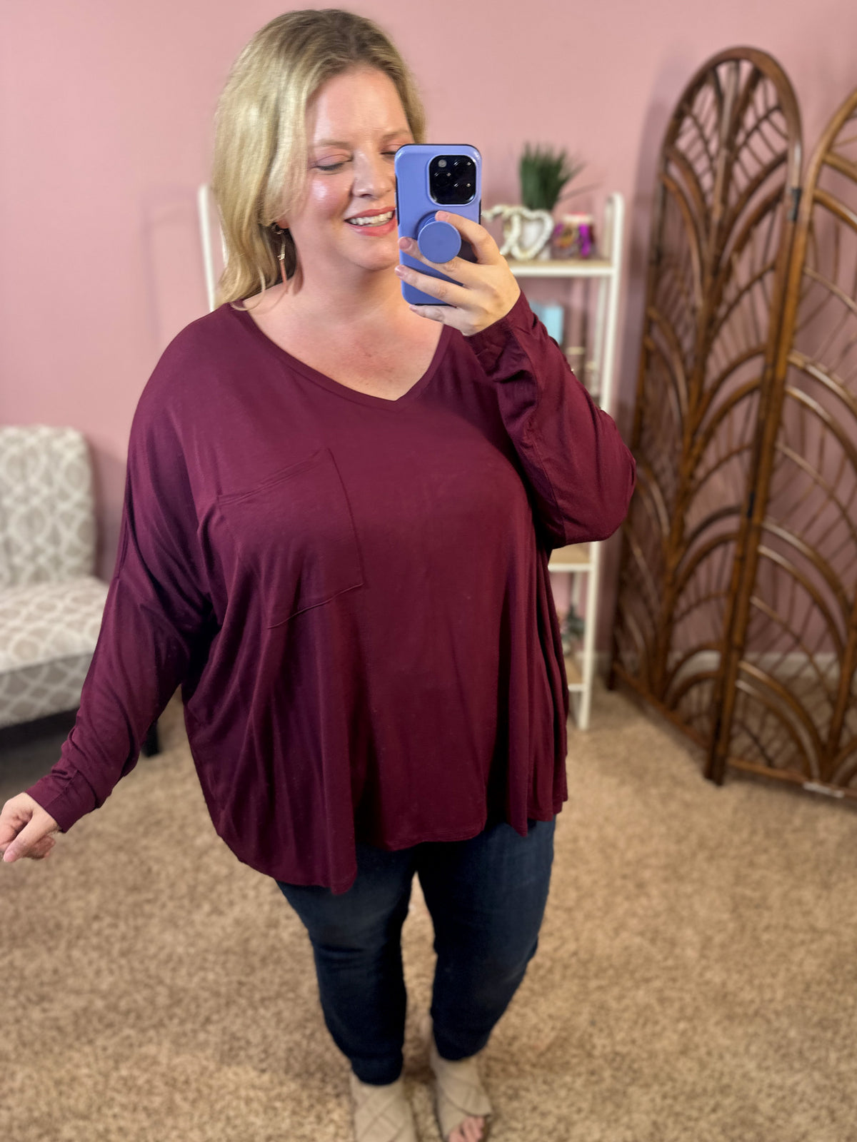Comforts of Fall Slouchy Top - Burgundy