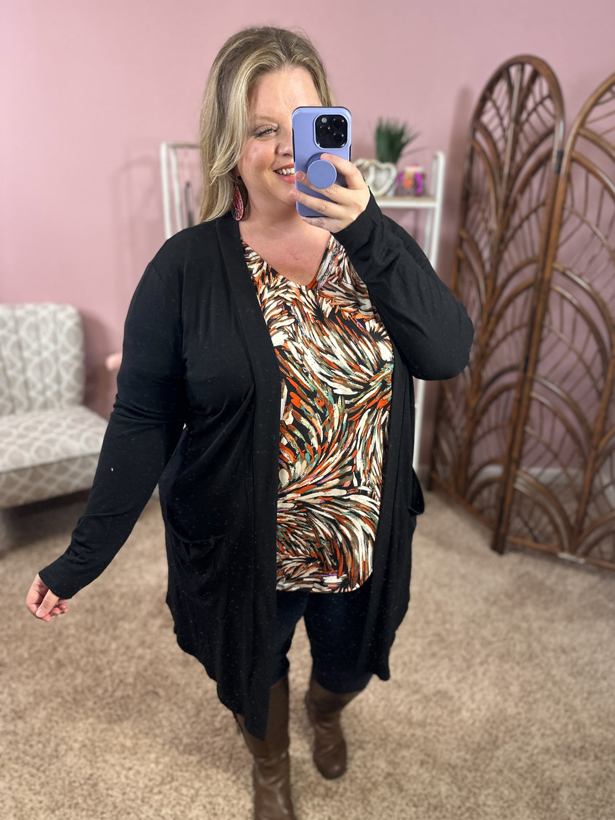 So Extra Longline Pocket Cardigan - Black