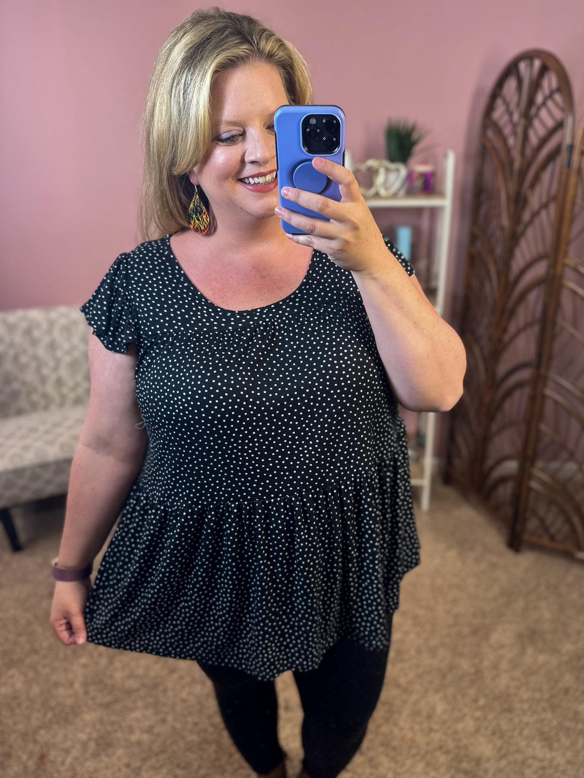 Spot Me Here Peplum Top - Black